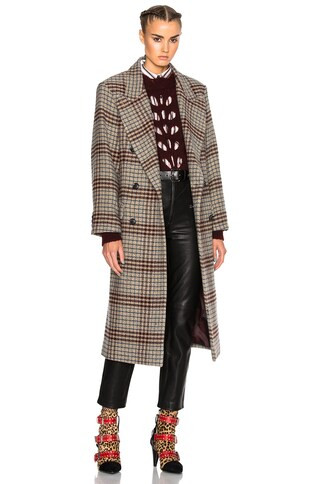 Isabel Marant Flint Plaid Coat in Beige | FORWARD by elyse walker