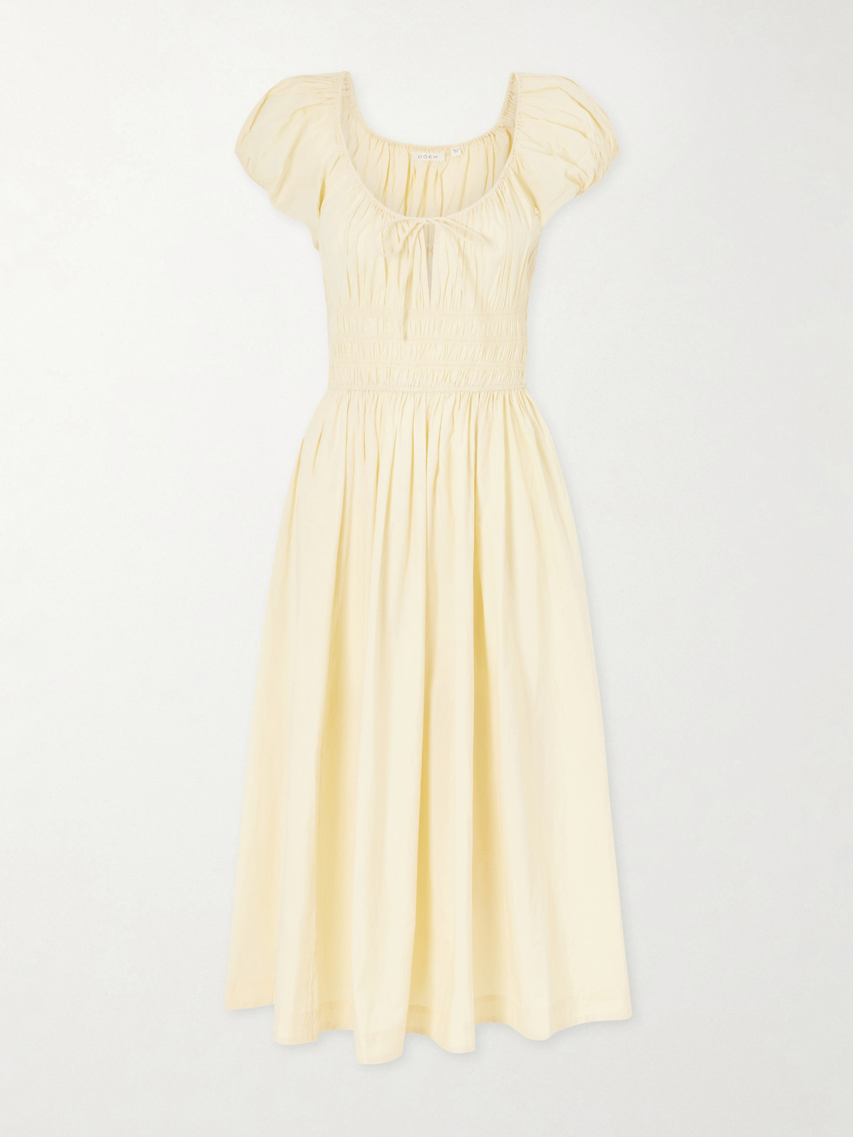 DÔEN - Quinn Smocked Organic Cotton-poplin Midi Dress - Yellow | NET-A-PORTER (US)