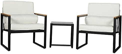 3-Pieces Patio Conversation Bistro Set,Modern Outdoor Furniture Sets with Thickened Cushion & Tem... | Amazon (US)