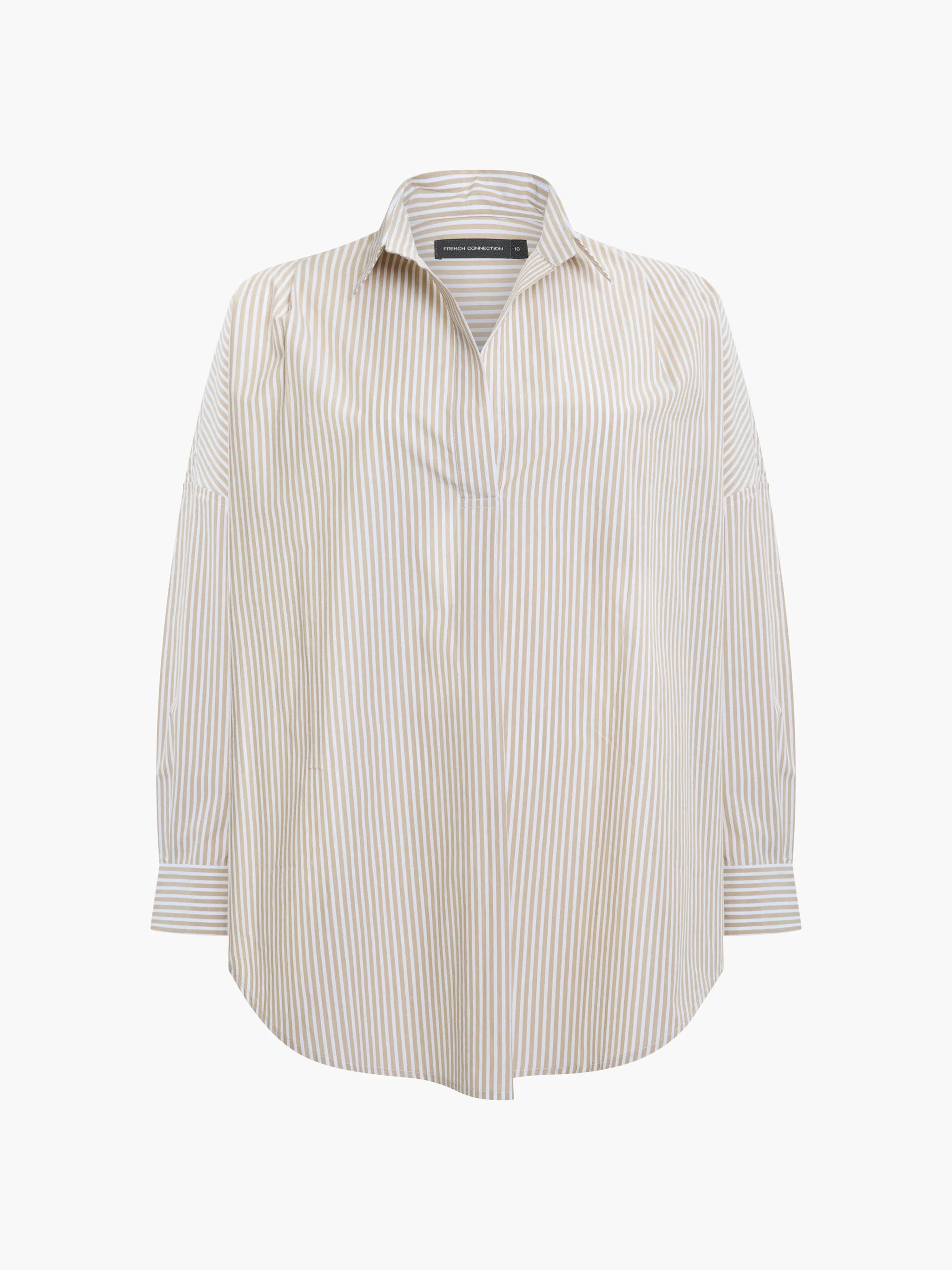 Striped Poplin Long Sleeve Popover Shirt | French Connection (UK)