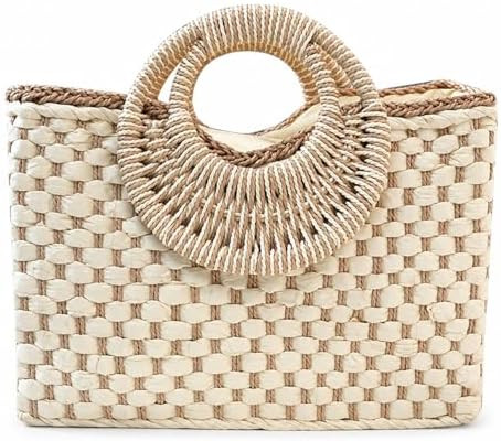 Hand-woven Straw Bag Women Summer Beach Handbag Purse Retro Rattan Tote Clutch Travel Bag with Wo... | Amazon (US)