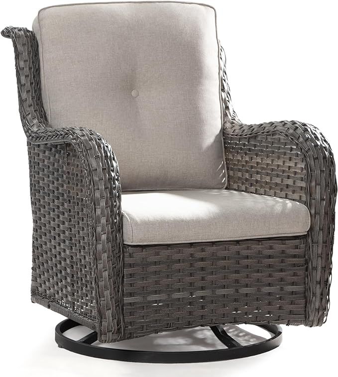Outdoor Swivel Rocker Patio Chair - Outdoor Wicker Patio Conversation Set with Olefin Fabric Cush... | Amazon (US)