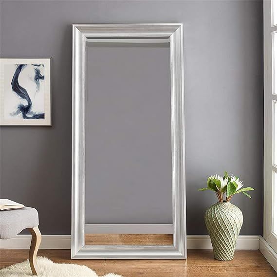 Naomi Home Beaded Framed Leaner Mirror Silver/66" x 32" | Amazon (US)