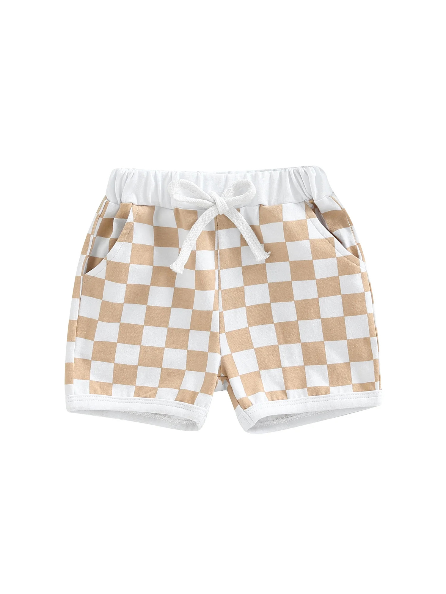 Calsunbaby Kids Toddler Baby Boys Shorts with Checkerboard Print, Elastic Waist Drawstring Casual... | Walmart (US)