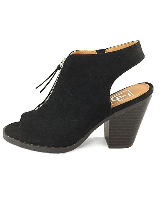 LFL Women's Casual boots BLACK - Black Zen Zip-Accent Open-Toe Bootie - Women | Zulily