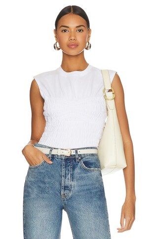 FRAME Smocked Corset Muscle in Blanc from Revolve.com | Revolve Clothing (Global)