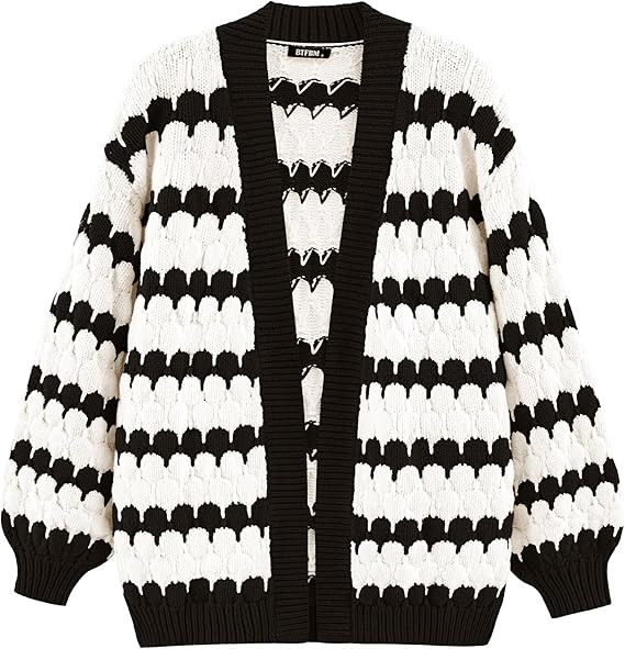 BTFBM Womens Open Front Cardigan Sweater 2024 Fall Winter Long Sleeve Loose Color Block Chunky Ca... | Amazon (US)