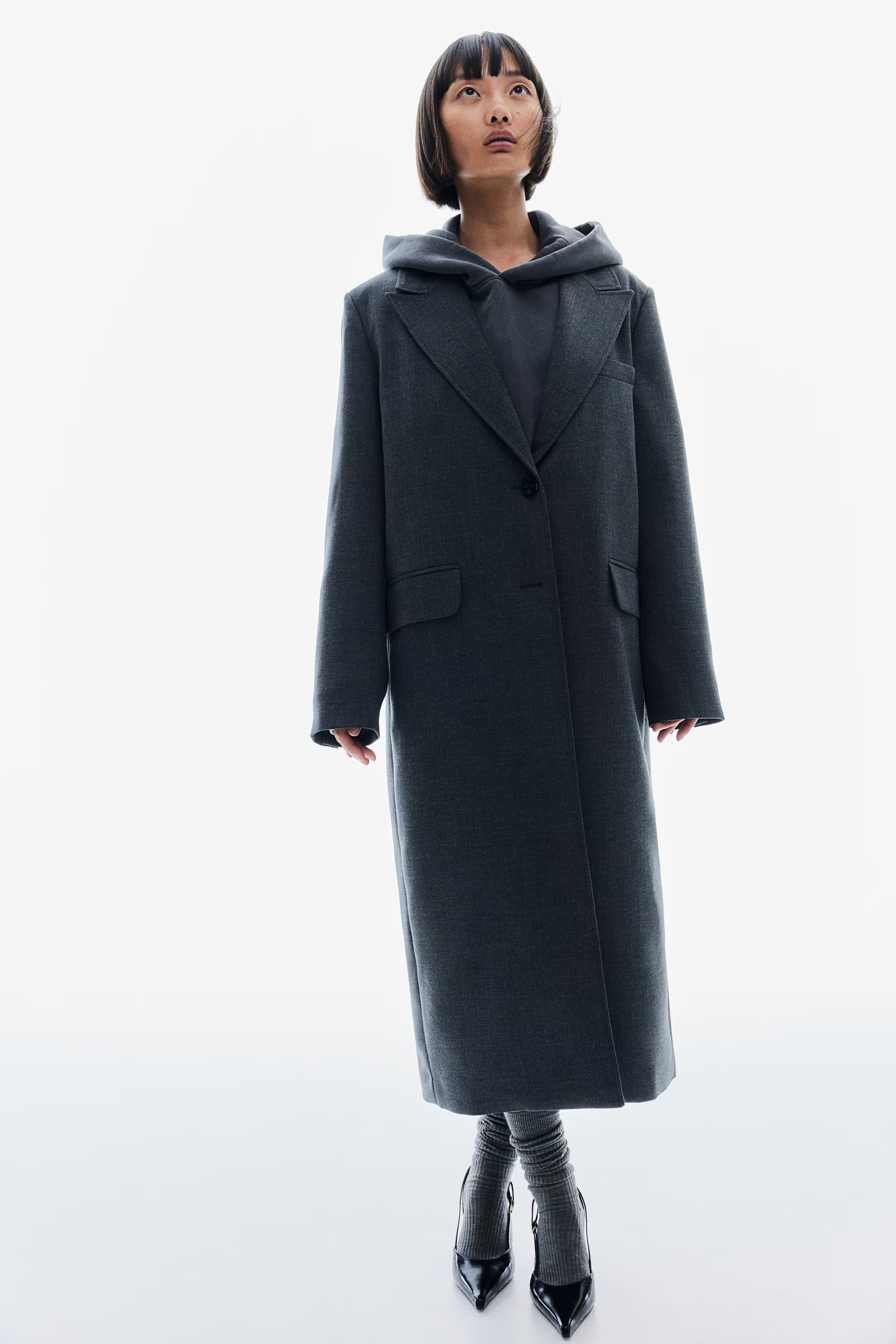 Single-breasted coat - Dark grey marl - Ladies | H&M GB | H&M (UK, MY, IN, SG, PH, TW, HK)