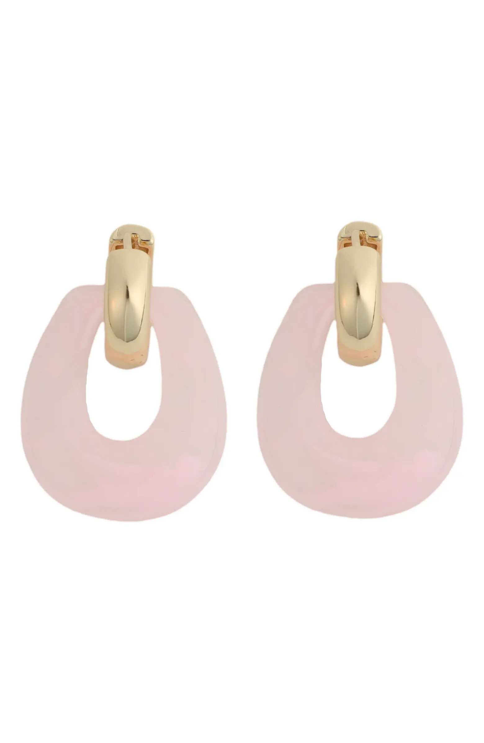 Panacea Pink Resin Doorknocker Drop Huggie Hoop Earrings | Nordstromrack | Nordstrom Rack