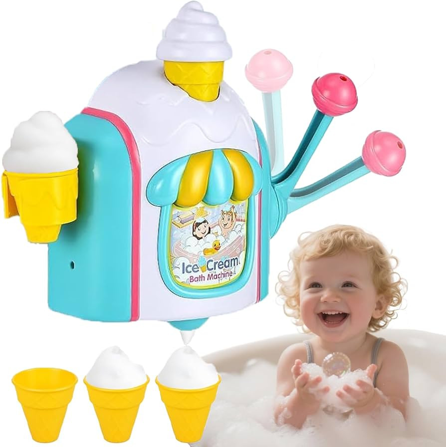 Bath Toys, Bubble Ice Cream Bath Machine Toy with Snap Buttons Not Fall, Bathtub Toys for Toddler... | Amazon (US)