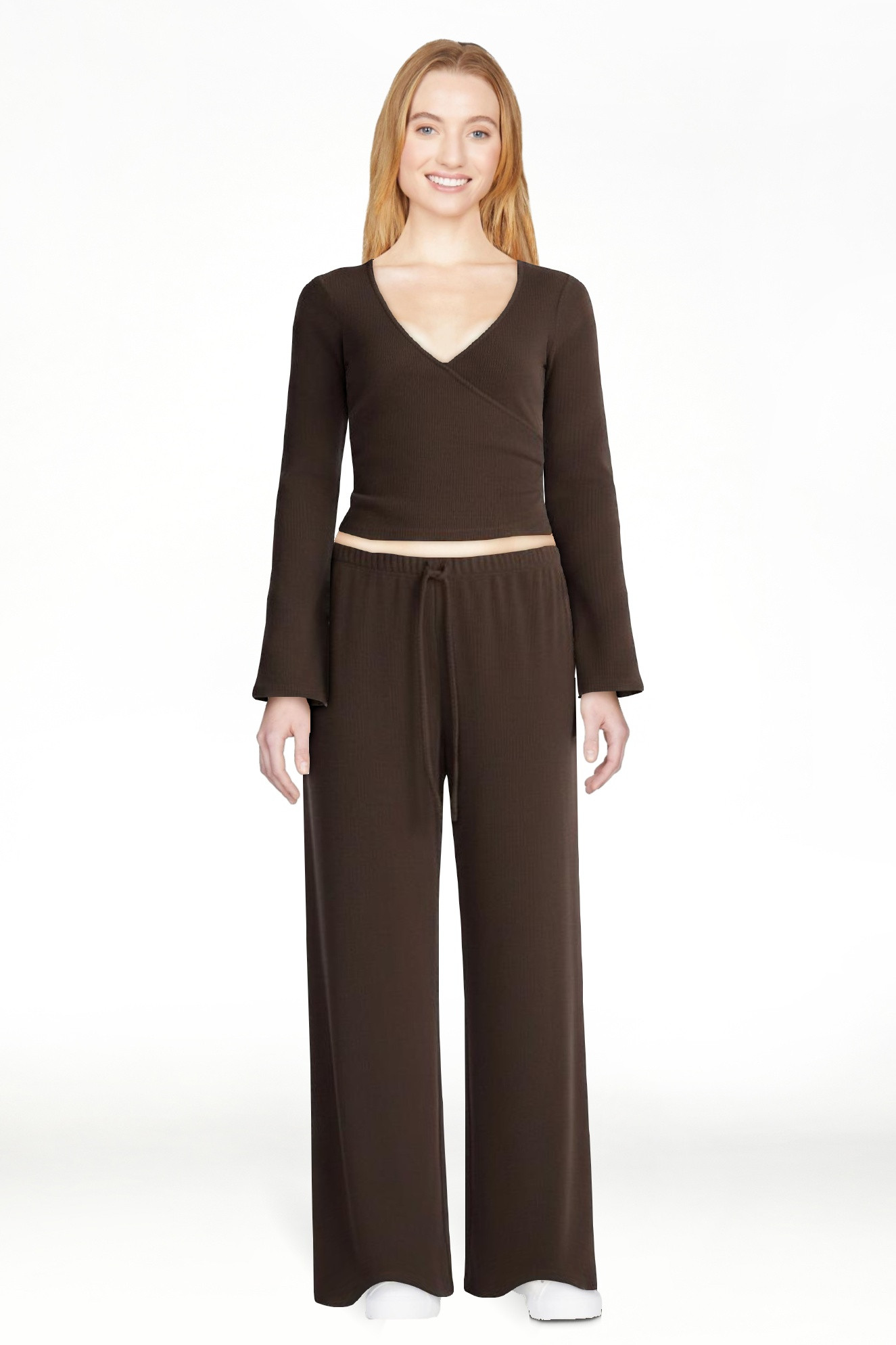 No Boundaries Ribbed Ballet Top and Flare Pants Set, 2 Piece, Women's XXS-XXL | Walmart (US)