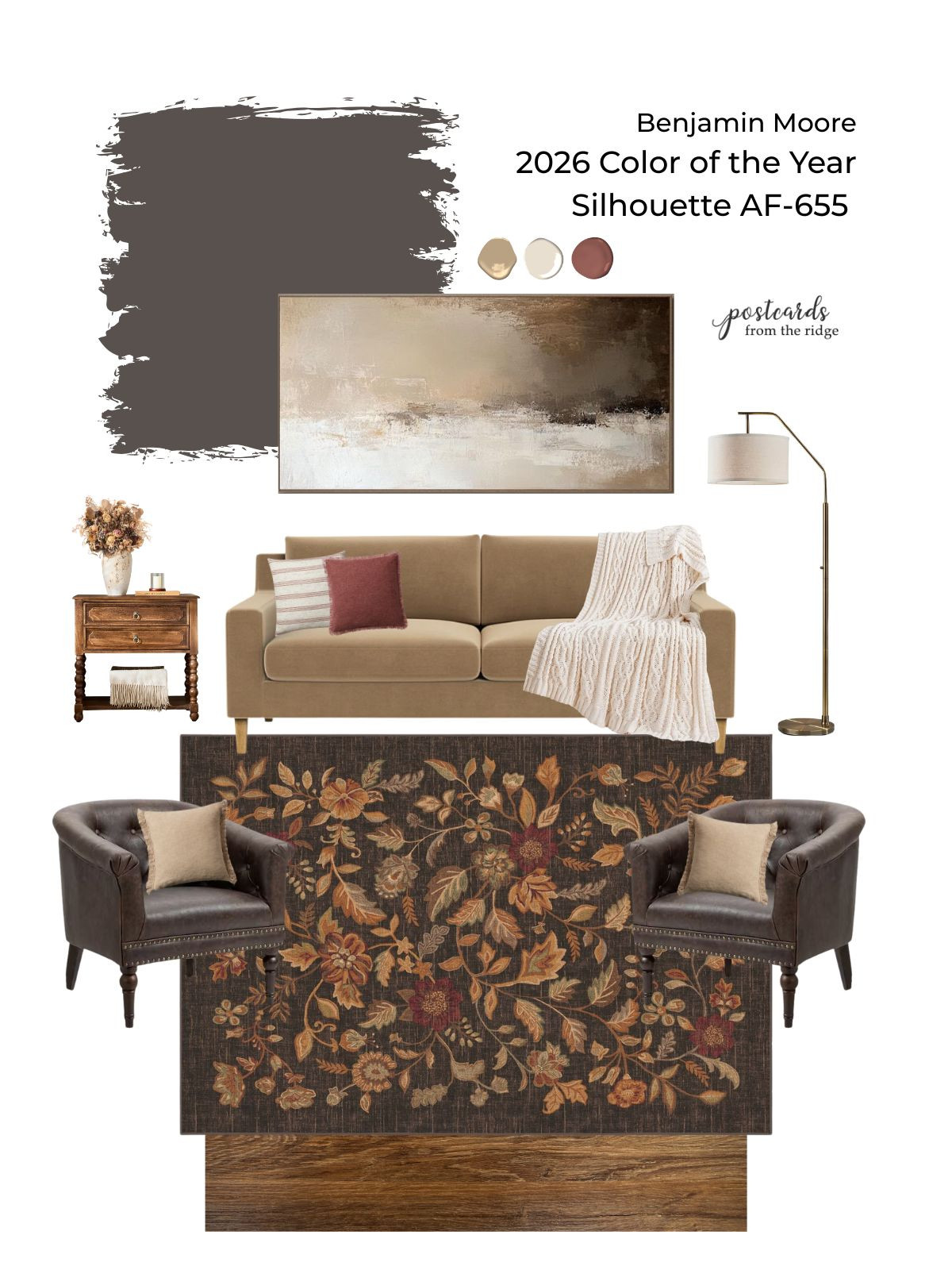 The 2026 paint color of the year from Benjamin Moore is rich and luxurious. Here's a mood board full of beautiful furniture and accents that complement it.  

 #LTKHome #LTKSaleAlert #LTKStyleTip