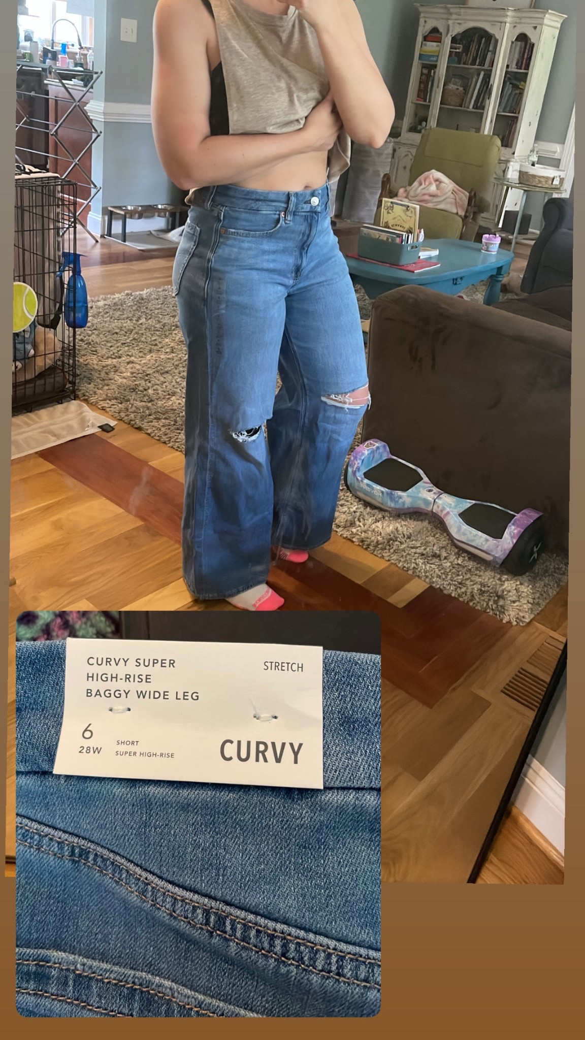 size 6, shirt (I’m 5’1 for reference), color: blue jay #AE #americaneagle #dreamydrape