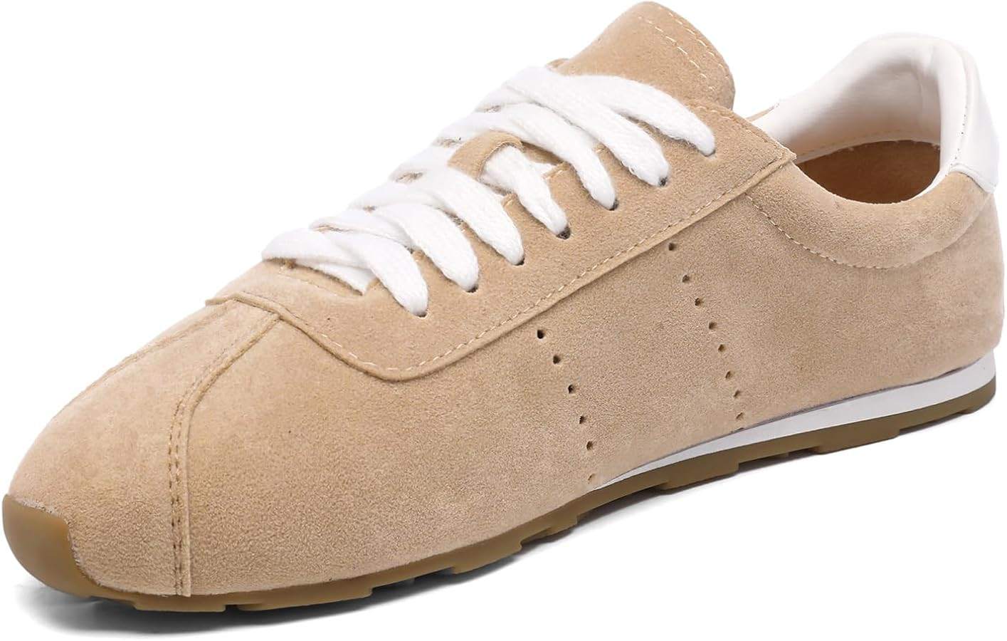 Suede Fashion Sneakers for Women Comfortable Almond Toe Non Slip Athletic Sneaker Casual Lace-Up ... | Amazon (US)