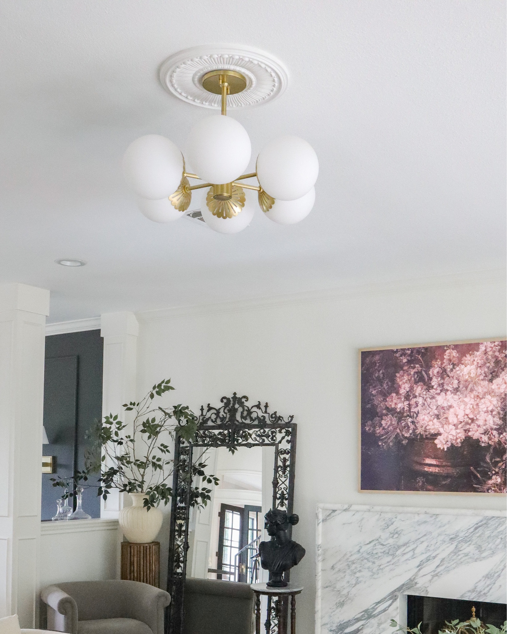 My modern globe living room semi flush mount pendant light on sale at Joss & Main! Looks great paired with a ceiling medallion!

#LTKsalealert #LTKstyletip #LTKhome
