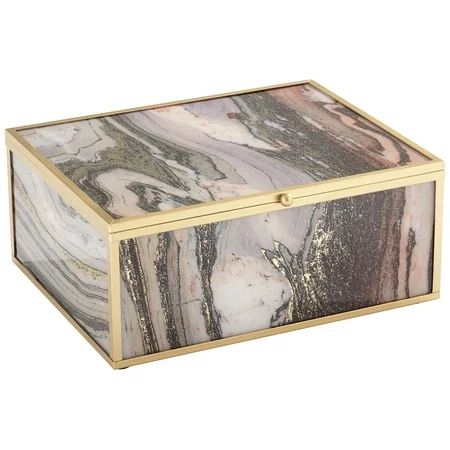 Studio 55D Brown and Gray Marble Glass 9 Wide Decorative Box | Walmart (US)