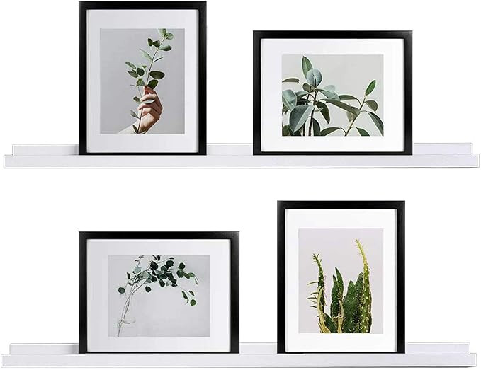 WELLAND White Picture Ledge, Photo Ledge, Floating Ledge Wall Shelves, 36-inch, Set of 2, White | Amazon (US)