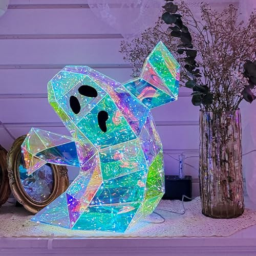 Diamond-Shaped Colorful Light Spooky Ghost 18, Diamond Ghost LED Lights, Halloween Decor, Colorful Ghost Night Light, Funny Colorful Glow Lights Halloween Decorations, for Room Decorations | Amazon (US)