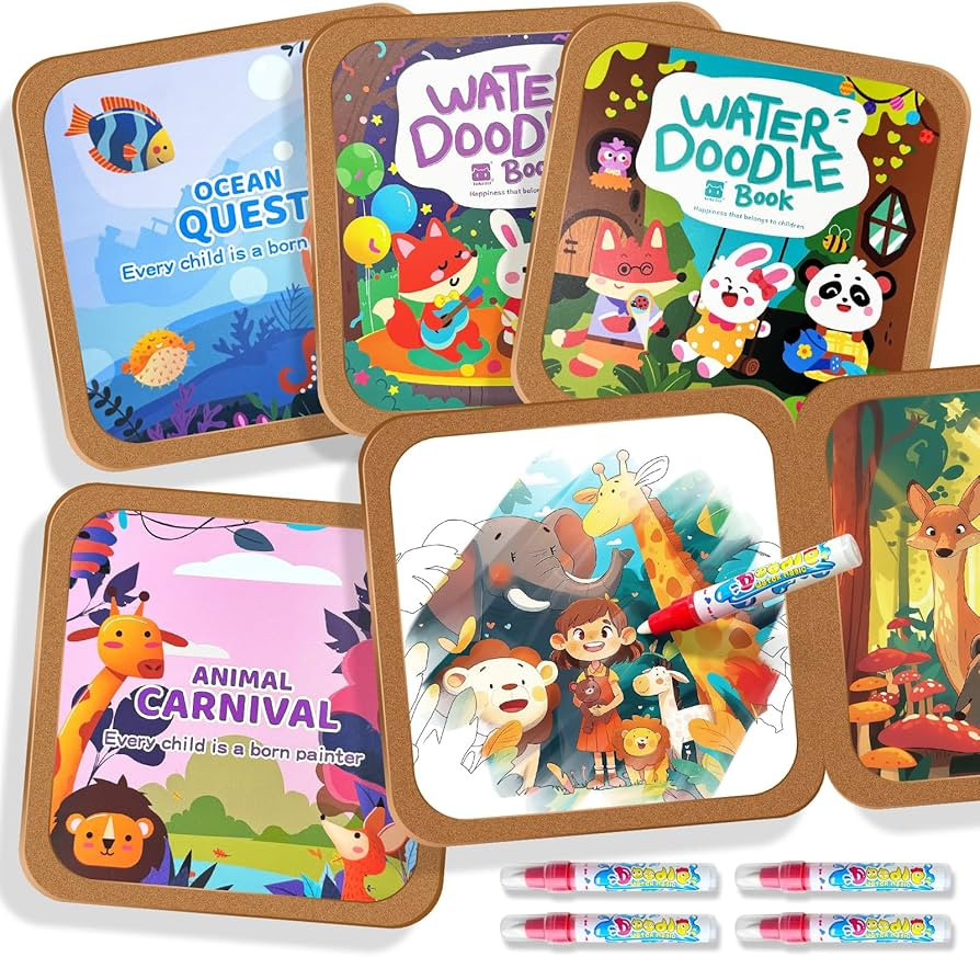 EFCRBS Reusable Water Painting Book for Kids, 4 Pack Magic Watercolor Books with Water Pens - Ani... | Amazon (US)