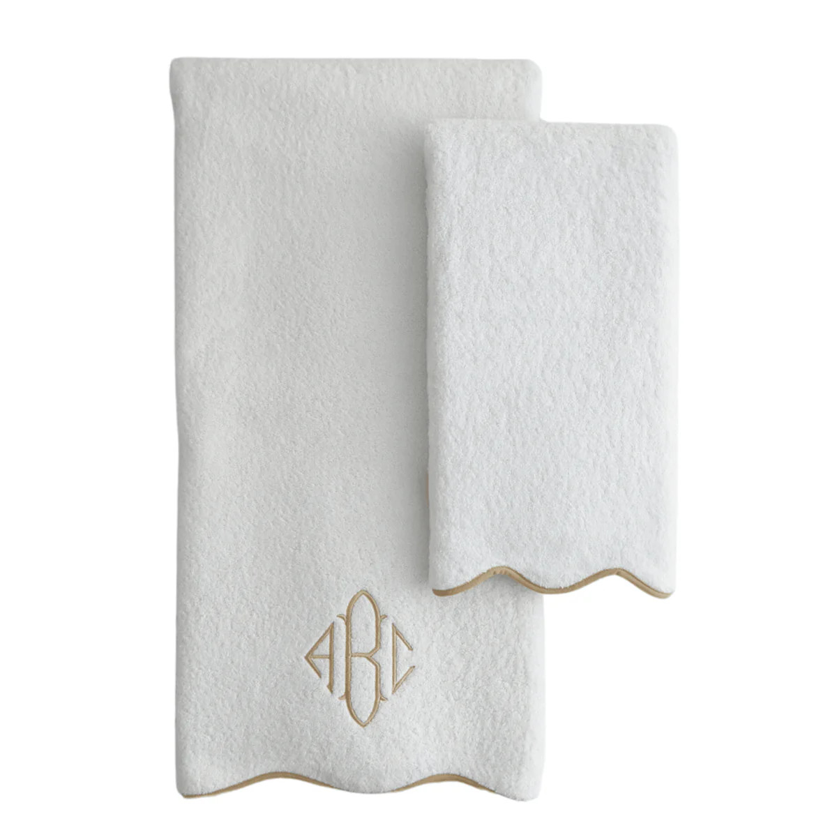 Plush Devon Terry Scalloped Bath Towels With Optional Monogram - Avail | The Well Appointed House, LLC