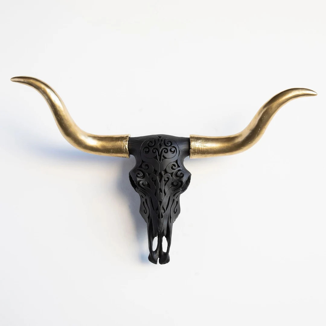 Faux Taxidermy Carved Texas Longhorn Skull Wall Mount - Wall Decor - DTL1708 - Etsy | Etsy (US)
