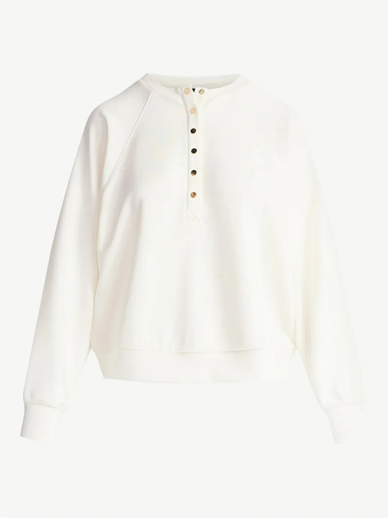 Scoop Women’s New Scubaknit Raglan Henley Top, Sizes XS-XXL | Walmart (US)