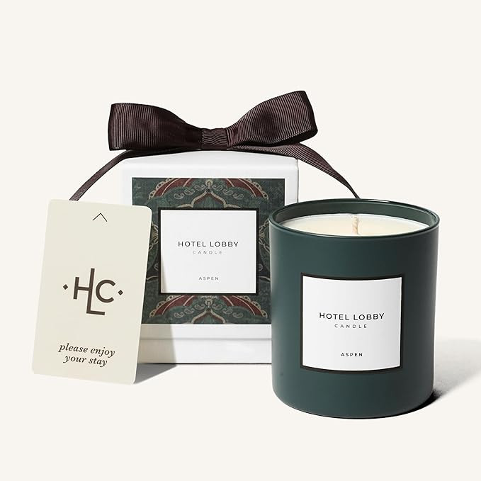 Hotel Lobby Aspen Candle – Luxury Hand-Poured 9.75oz Soy Wax with Cedarwood, Leather, Golden Em... | Amazon (US)