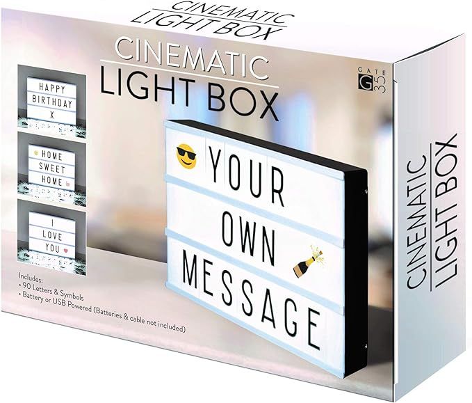 A4 Cinematic Light Box Sign - 105 Letters and Colour Emojis - USB or Battery Operated - USB Cable... | Amazon (US)