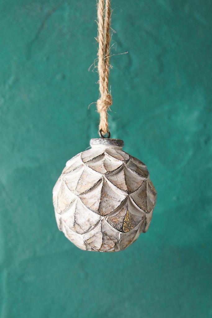 Scalloped Wood Globe Ornament | Anthropologie (US)