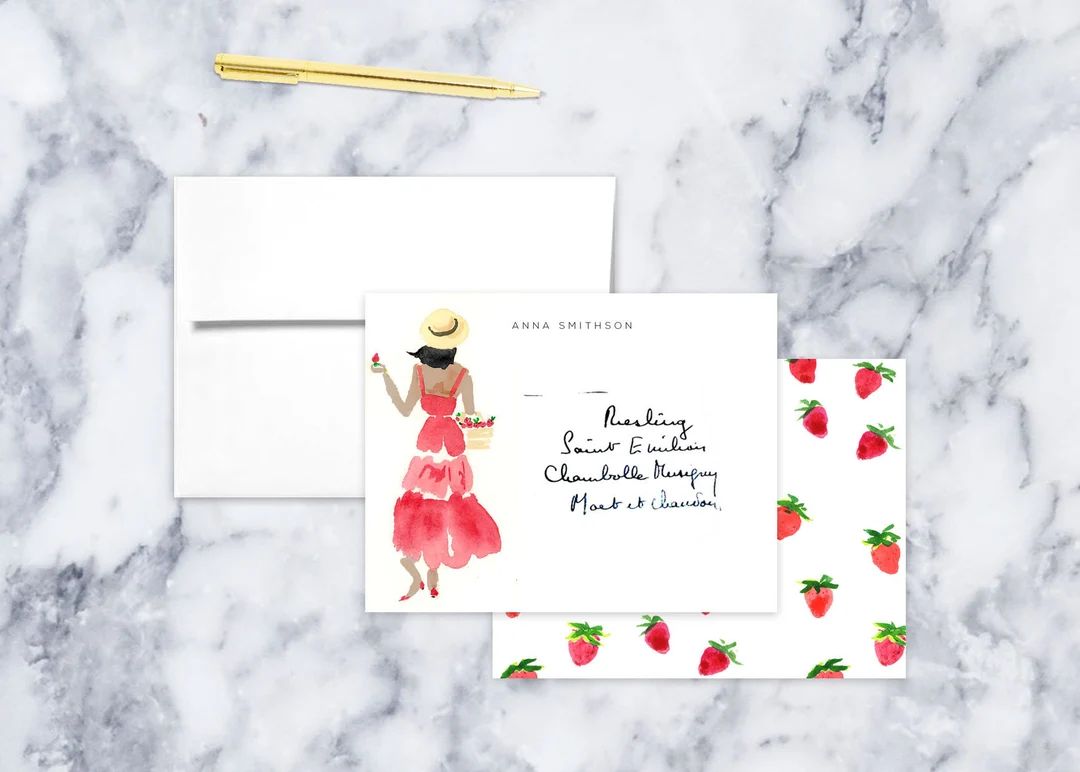 Personalized Stationery Set: Strawberry Girl - Etsy | Etsy (US)