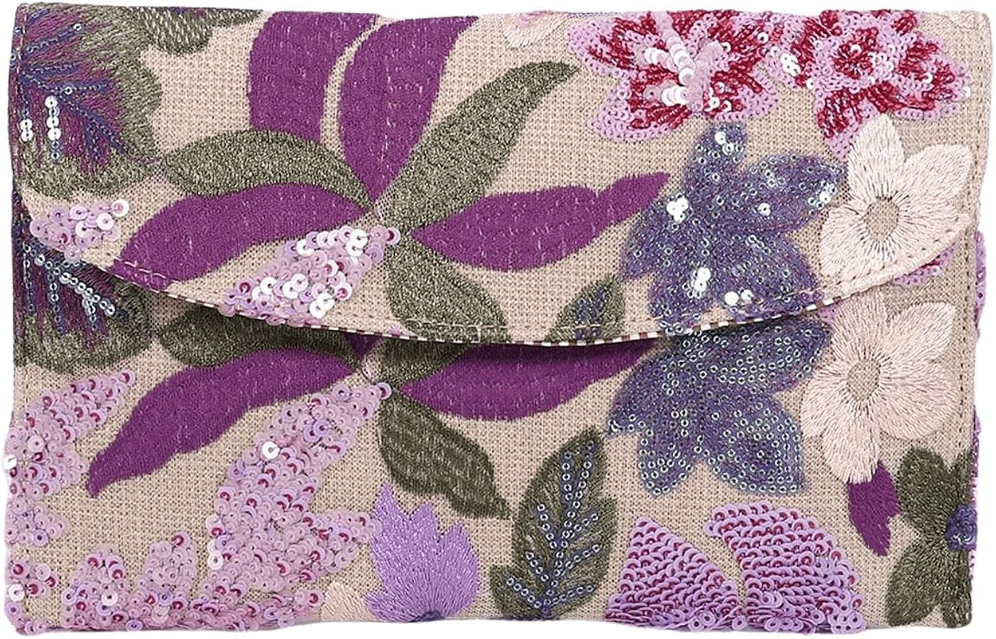 Verdusa Women's Floral Embroidery Sequin Evening Beaded Clutch Bags Party Purses | Amazon (US)