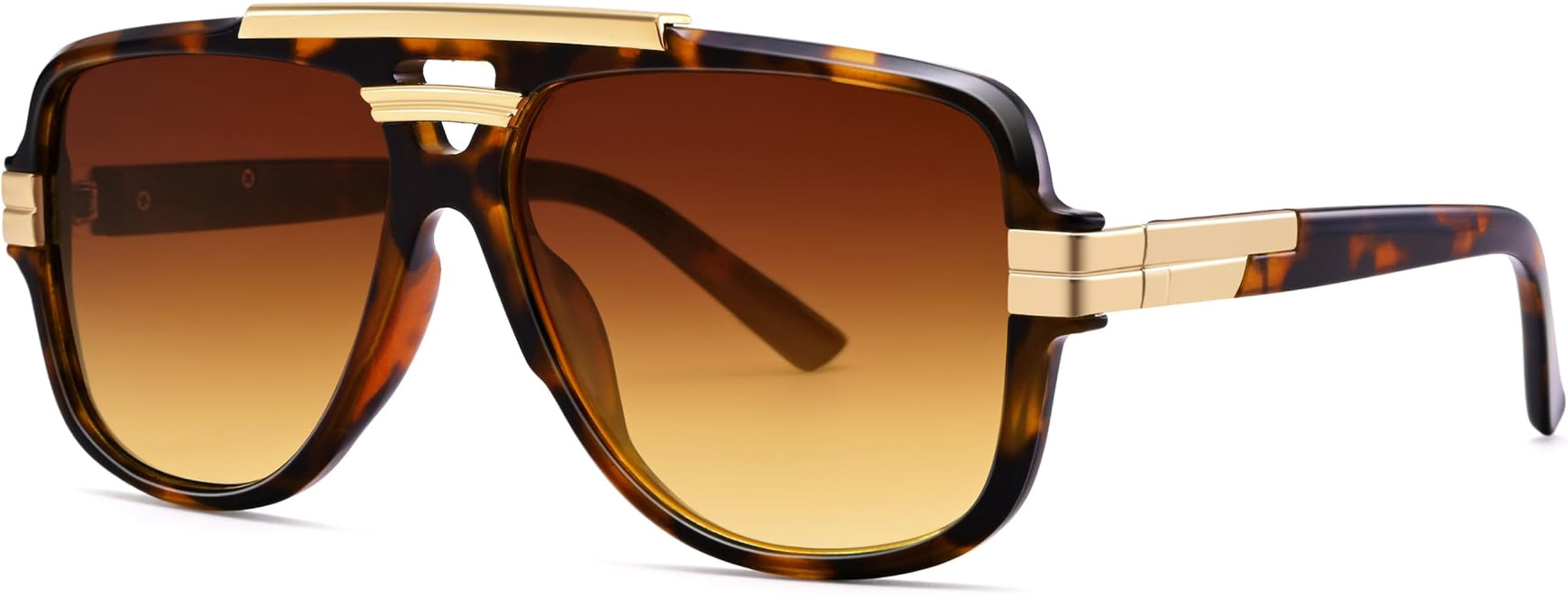 RAYSOL Retro Oversized Square Double Bridge Aviator Sunglasses Women Men | Amazon (US)
