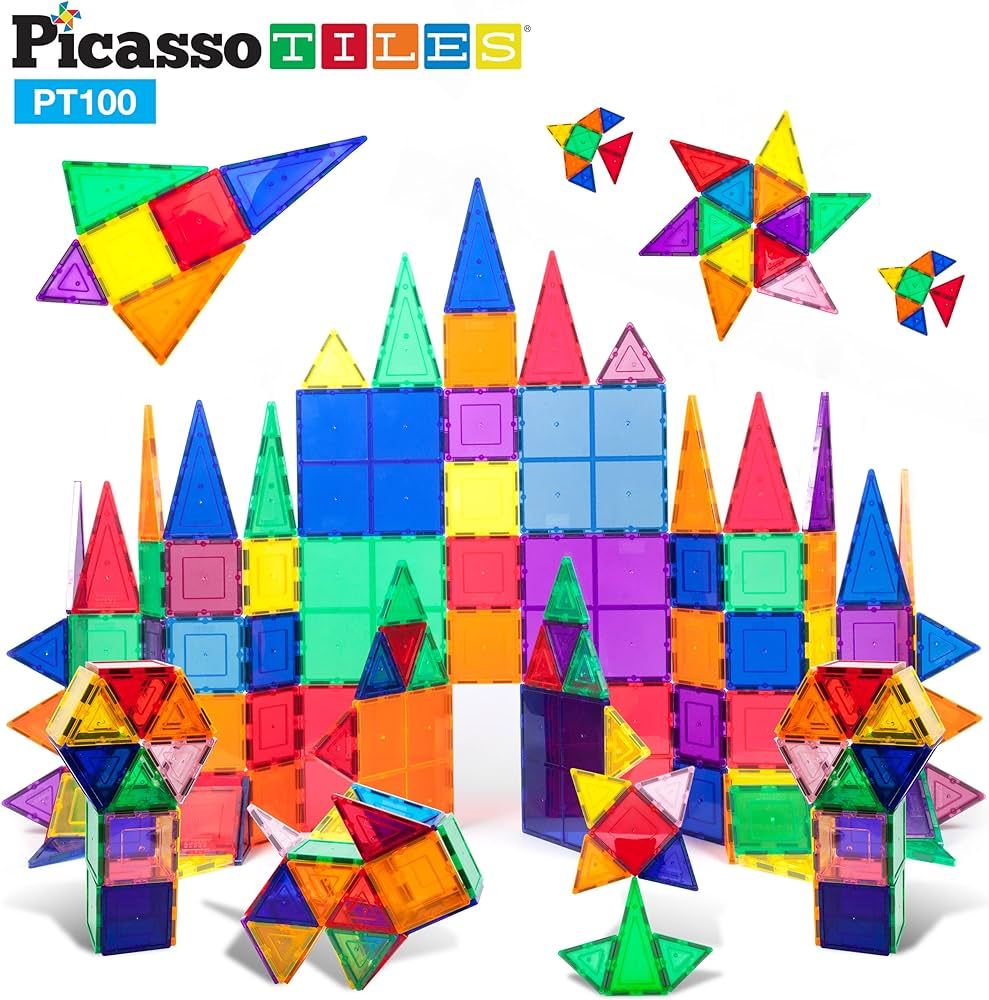 Amazon.com: PicassoTiles 100 Piece Set 100pcs Magnet Building Tiles Clear Magnetic 3D Building Bl... | Amazon (US)