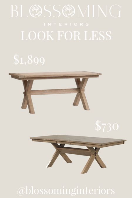 Look for Less - Pottery Barn Dinigroom table dupe in stock and ready to ship for $730. 

Pottery barn, diningroom, diningroom table, table inspiration, budget shopping, shopping deals, deal of the day 

#LTKhome