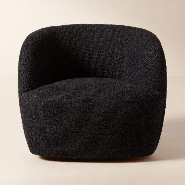 Gwyneth Black Boucle Swivel Chair Set of 2 by goop | CB2