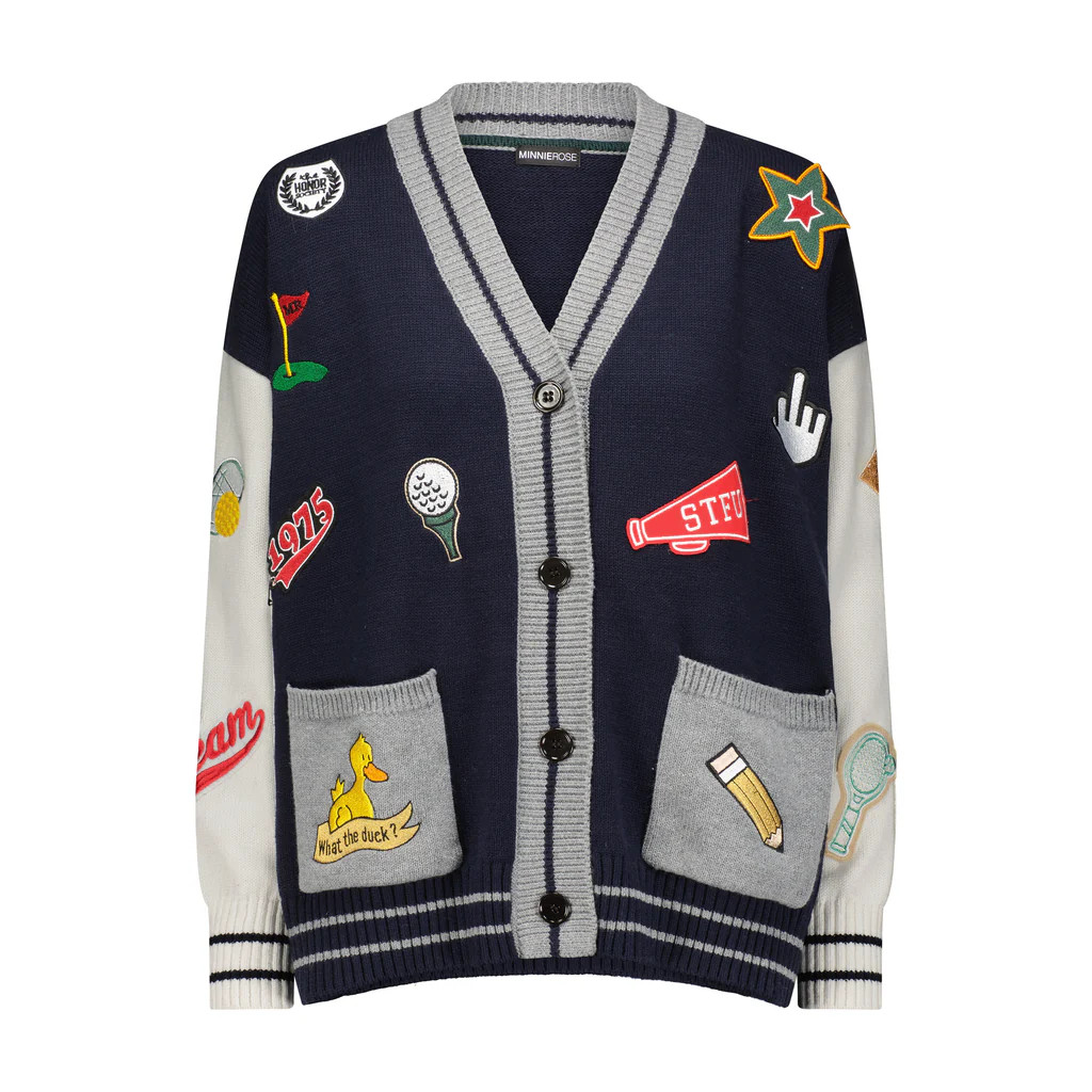 Cotton Cashmere Oversized Cardigan with Patches | Minnie Rose