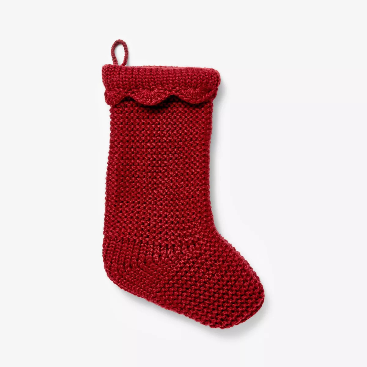 Knit Stocking with Scallop Trim Red - Threshold™ designed with Studio McGee | Target