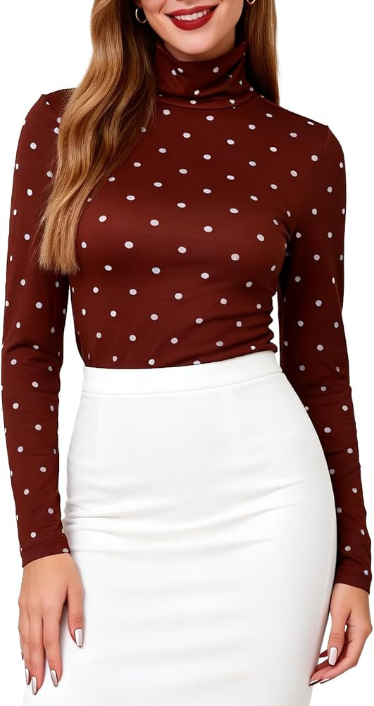 Women's Turtleneck Long Sleeve Shirts Thermal Base Layer Underwear Tops Lightweight Undershirt | Amazon (US)