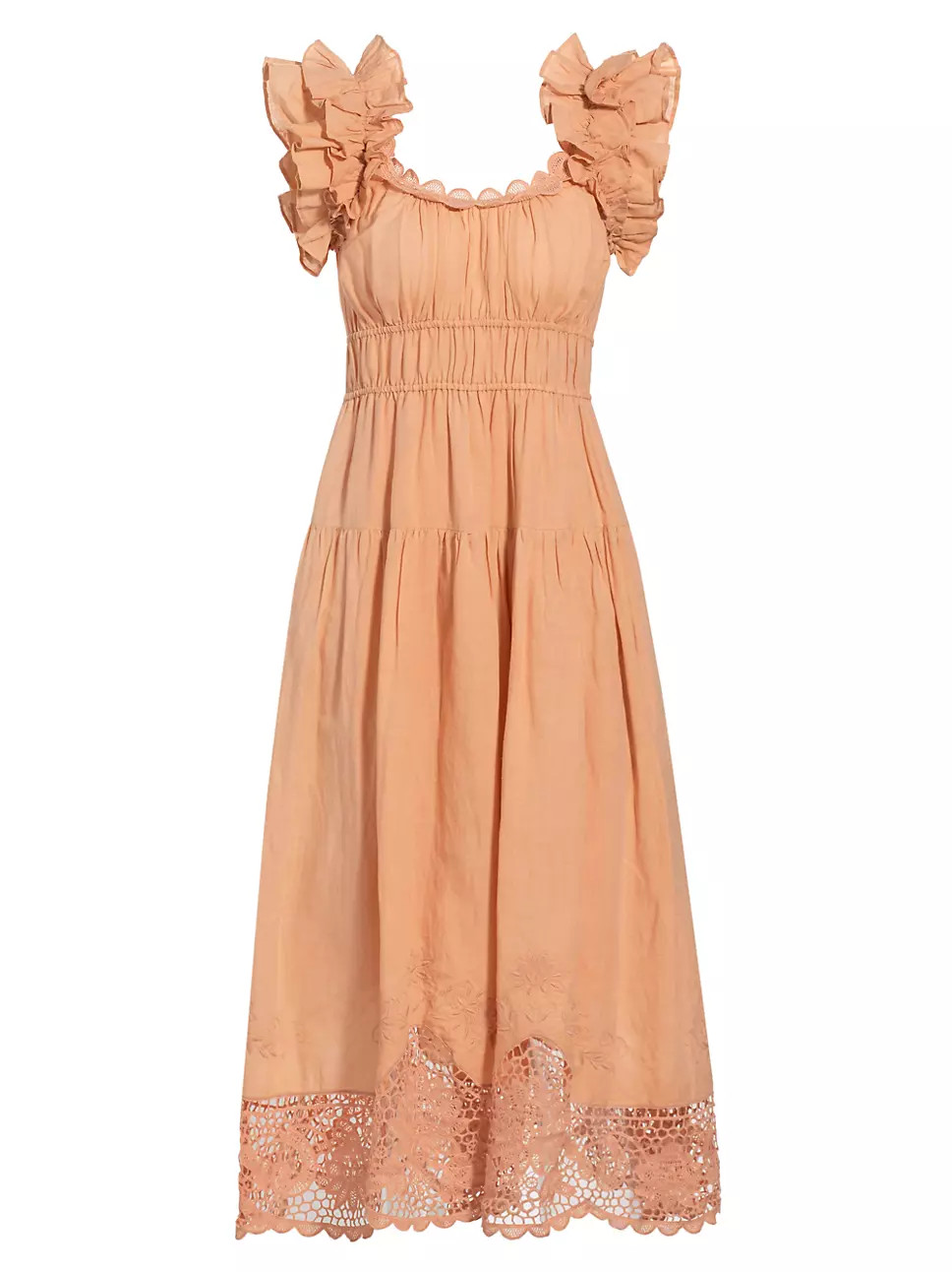 Ulla Johnson Leona Linen-Blend Tiered Maxi Dress | Saks Fifth Avenue