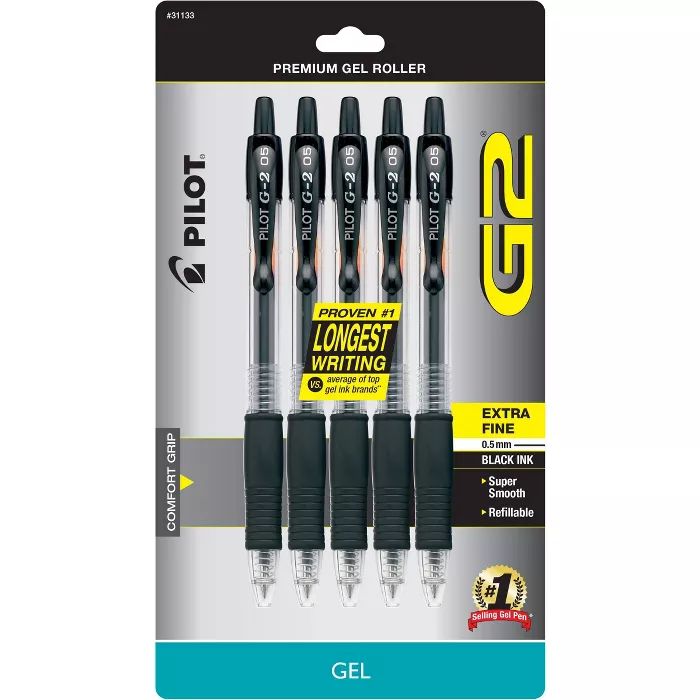 Pilot 5ct G2 Premium Retractable Gel Ink Pens Extra Fine Point 0.5mm Black | Target