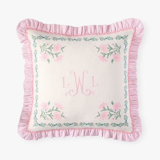 Floral Cross Stitch Pillow Cover | Pottery Barn Teen