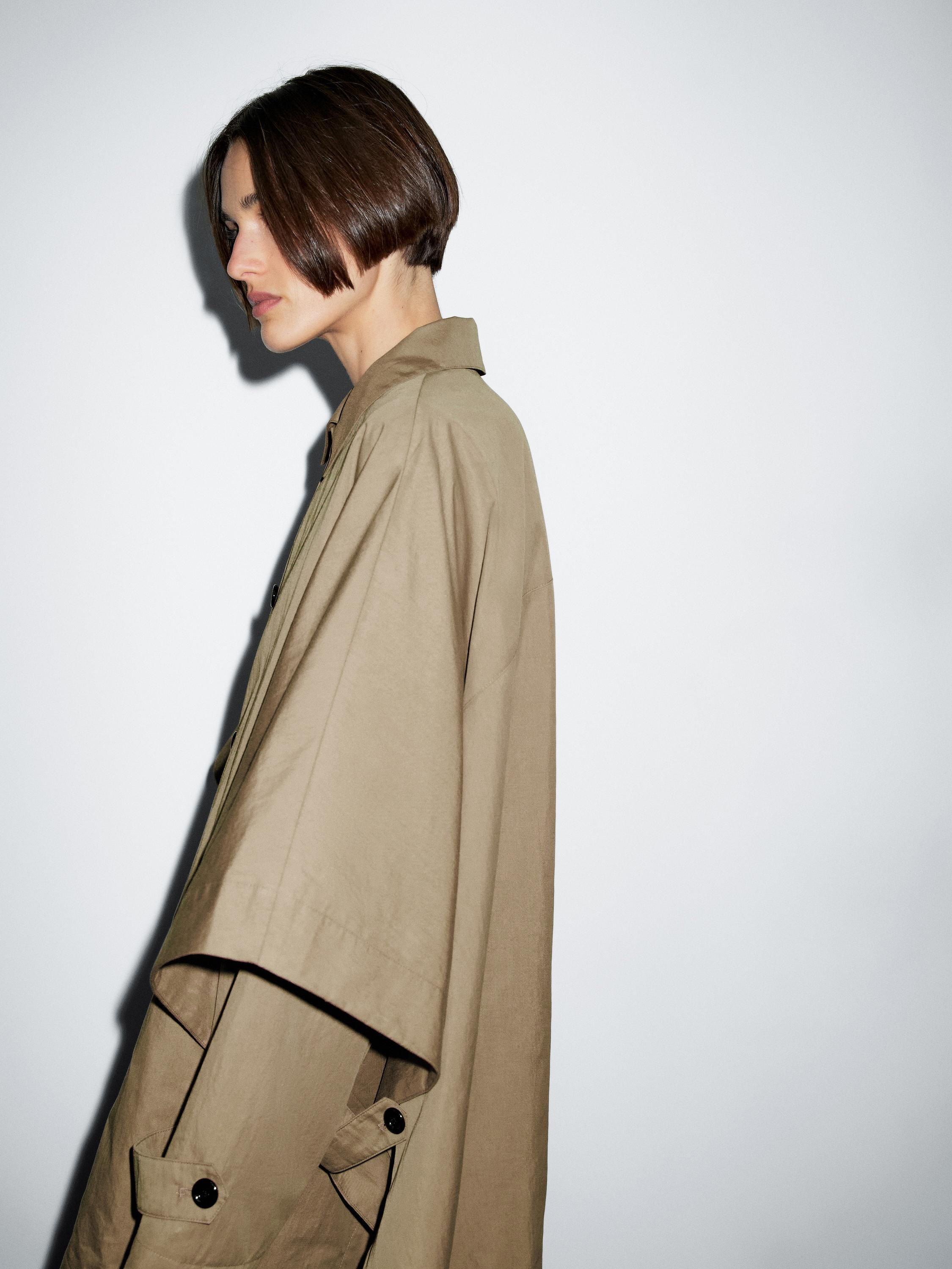 Cape trench coat with long sleeves | Massimo Dutti UK