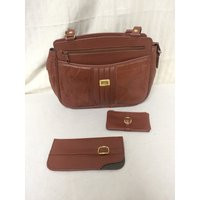 Brown Faux Leather Purse, Shoulder Bag W/Coin Purse & Eye Glass Holder | Etsy (US)