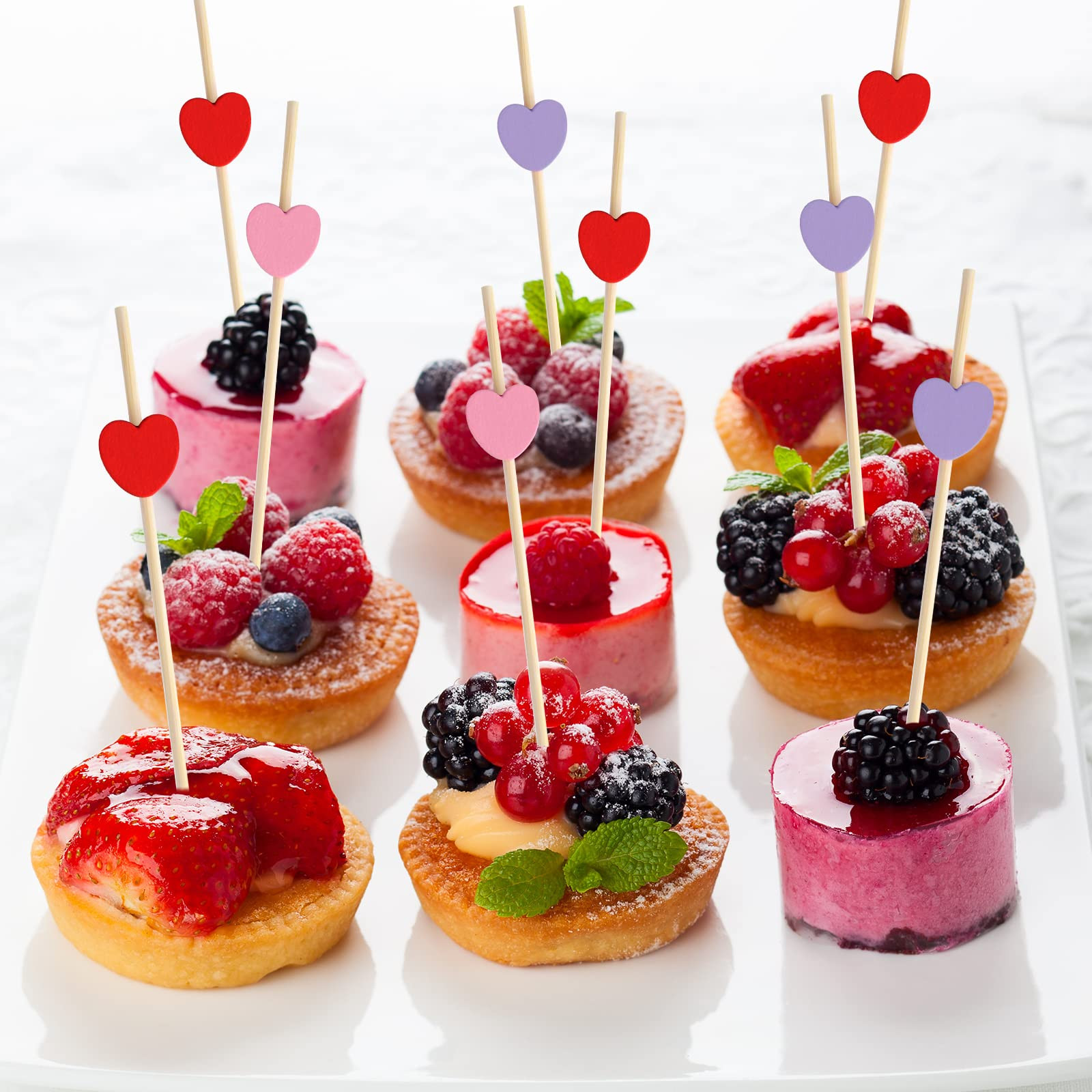 ELECLAND 300 Counts Valentine's Day Heart Cocktail Picks for Party Wooden Cocktail Toothpicks 4.7... | Amazon (US)