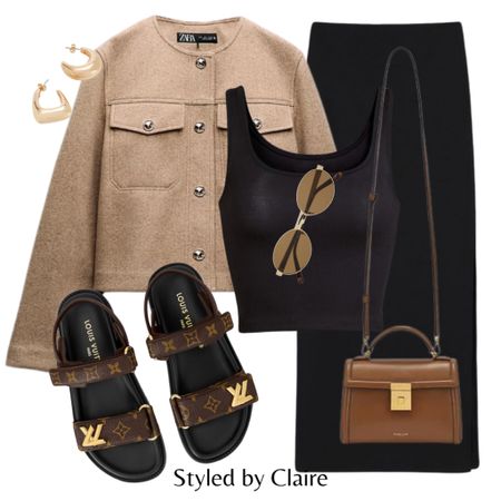 For the chic girls🖤
Tags: zara short jacket with the button detail, midi maxi black ribbed skirt, crop top strapped, demellier London bag, sunglasses, gold earrings, Louis Vuitton sandals. Fashion spring primavera inspo outfit ideas casual city break brunch H&M everyday style sandalias 

#LTKstyletip #LTKshoecrush #LTKitbag