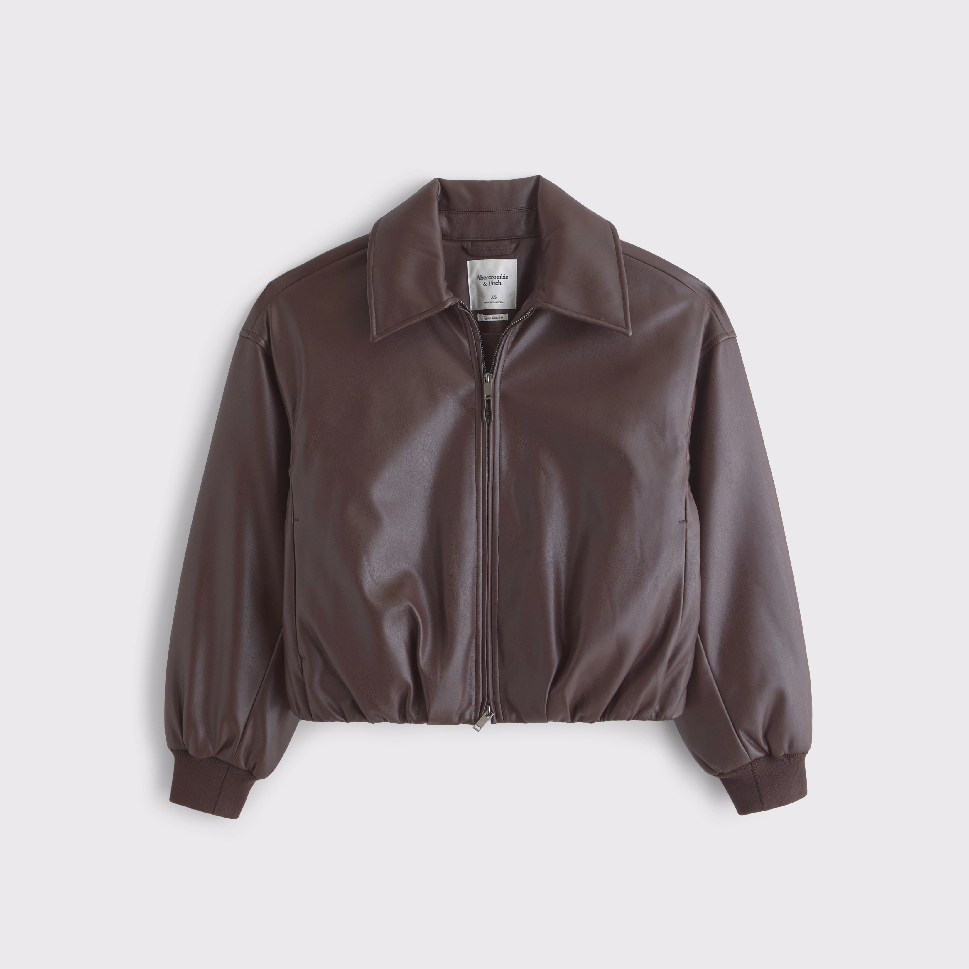 Vegan Leather Bubble Hem Coat | Abercrombie & Fitch (US)