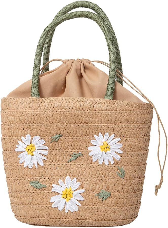 Women Straw Bag, Woven Totes Bag Summer Beach Travel Bag Shoulder Crossbody Handbag | Amazon (US)