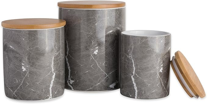 DII Kitchen Accessories Collection Ceramic, Canister Set, 4.5 Cup/3 Cup/1.25 Cup, Black Marble | Amazon (US)