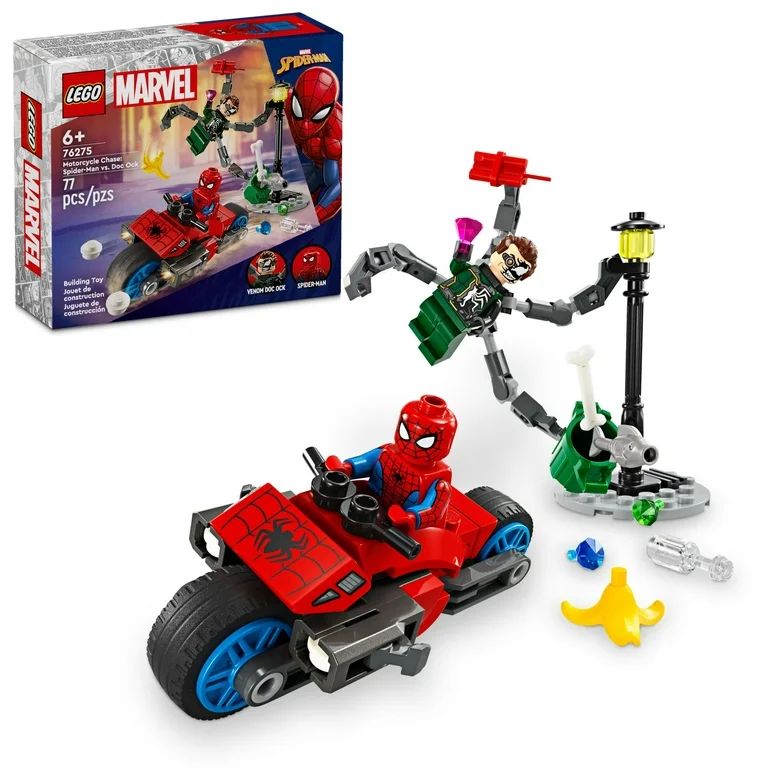 LEGO Marvel Motorcycle Chase: Spider-Man vs. Doc Ock, Buildable Super Hero Toy with Stud Shooters... | Walmart (US)