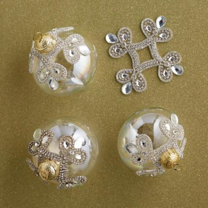 Diamond Mirror Snowflake Ornament Enhancers, Set of Four | Frontgate